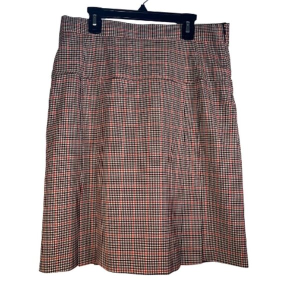 BROOKS BROTHERS Italian Wool Houndstooth Plaid Pleated Estethia Skirt 8 Petite - Picture 2 of 14